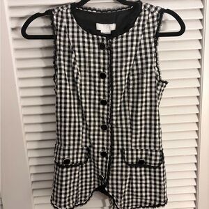 Black and White Checkered Women's Blouse